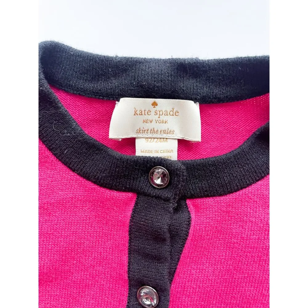 Toddler Girls Kate Spade Pink and Black Cardigan Sweater Size 24 Months